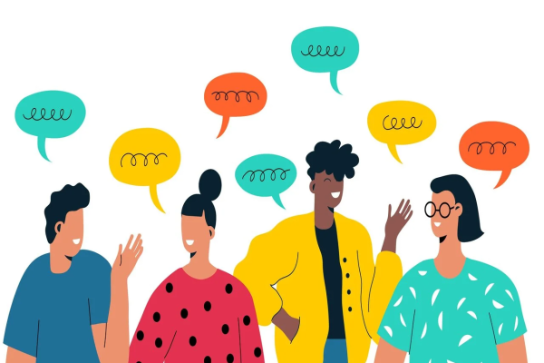 Linguagem inclusiva - Ilustração de pessoas conversando- Freepik