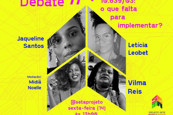 Arte para divulgação da live sobre a Lei 10.639/2003