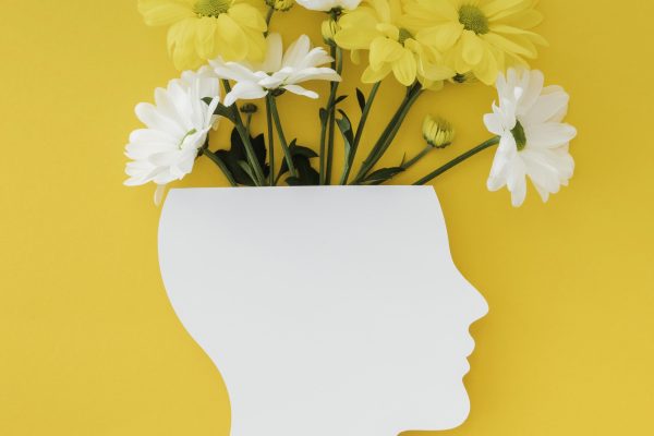 comunicacao nao violenta_ilustracao pessoa de lado. da cabeca saem flores